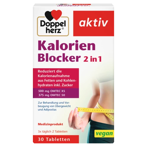 Abbildung der Produktverpackung Doppelherz aktiv Kalorien Blocker 2 in 1 Frontansicht